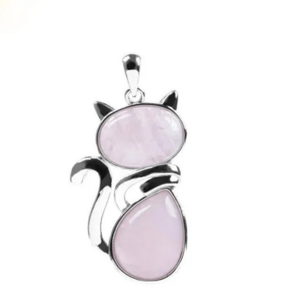 New Crystal Stone Cat Pendant Necklace - Picture 4 of 6